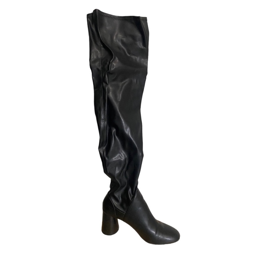 Zara Faux Leather Black Over the knee Boots Size 7.5
